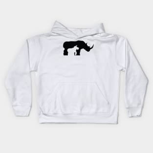 Black and White Rhino Kids Hoodie